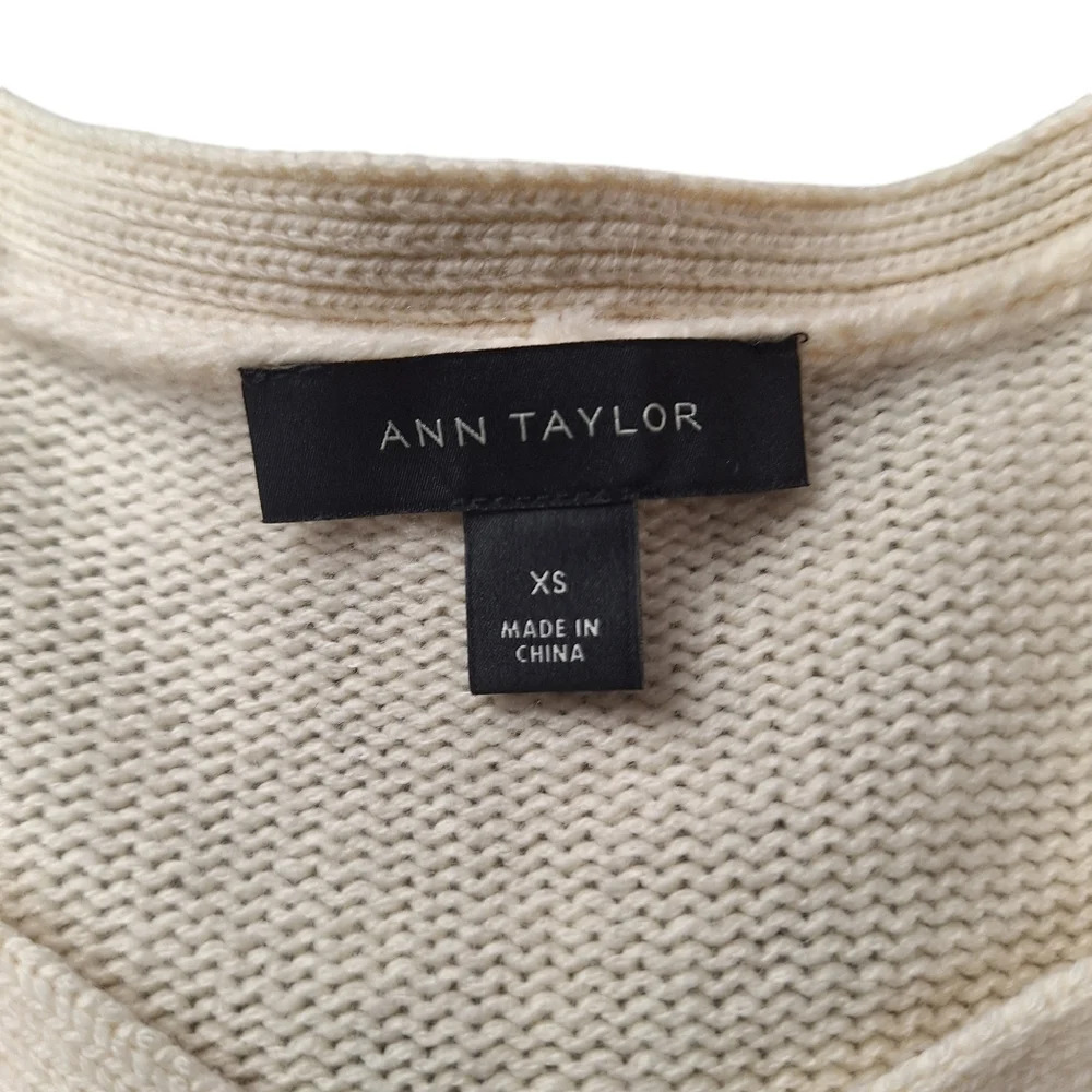 Ann Taylor XS Cream Wool‎ Cashmere Lace-Up  Criss-Cross Tie Long-Sleeve Sweater - Picture 6 of 10